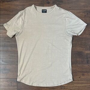 Men's Cuts Cream Curve Hem T-Shirt
